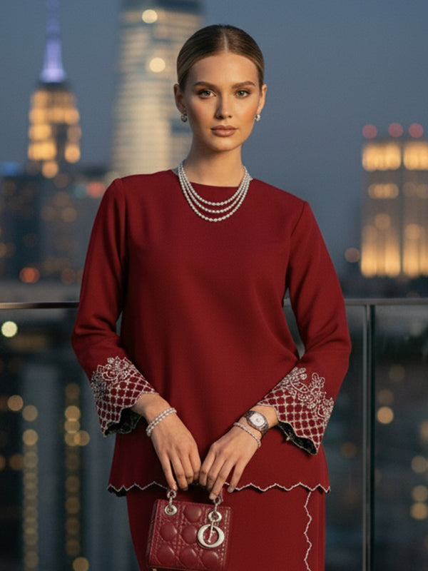 BAJU KURUNG KEDAH MAILEA (MAROON)